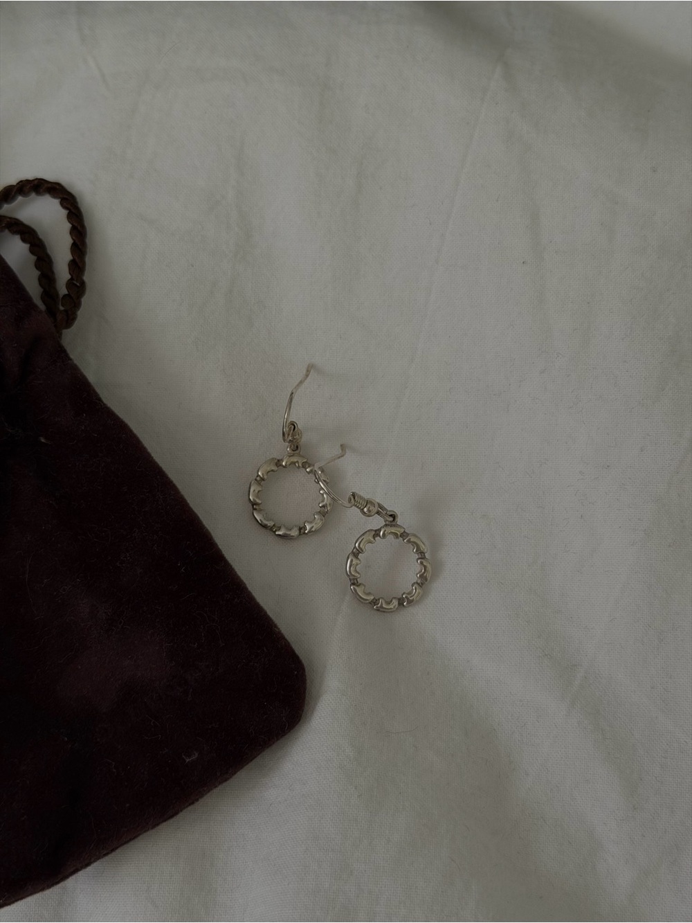 The Golden Bear Sterling Silver Circle Bear Earrings